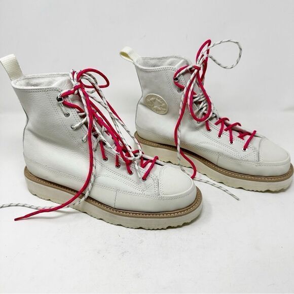 Converse All Terrain Leather Boot Pink Laces Hightop Sneakers Size 10 - Picture 2 of 11